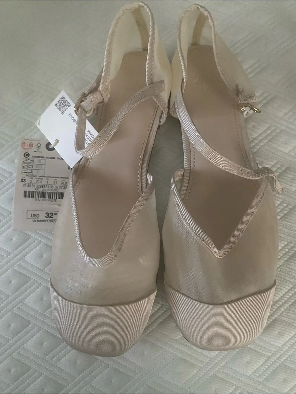Zara Nude Beige Slingback Flats with Ankle Strap